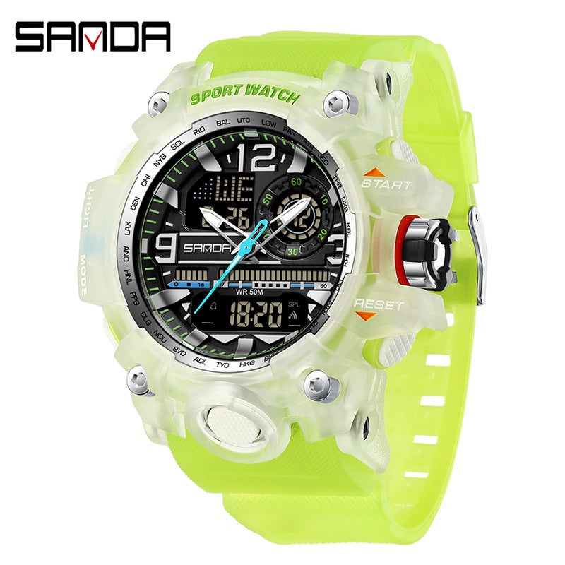 Sanda Fashionable And Cool Watch Men'S Outdoor Swimming Sports Waterproof Watch Junior High School Students Multi-Functional Dual Display Electronic Watch - Image 1